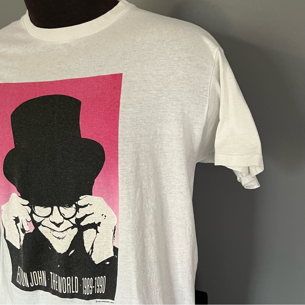Vtg 80’s Elton John 1989 1990 The World Tour Concert T Shirt XL Made In USA - Picture 11 of 12